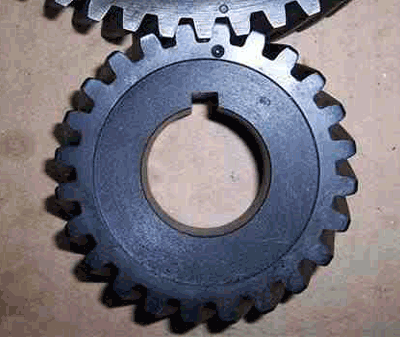 Keyway cut into a gear. We can cut keyways into a wide variety of materials.